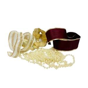 Set of Christmas Ribbons and Pearl Beads
